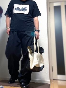 「RAINMAKER（レインメーカー）のアイテム（スラックス）」を使った、moumouさん（メンズ・170cm）の夏コーディネート