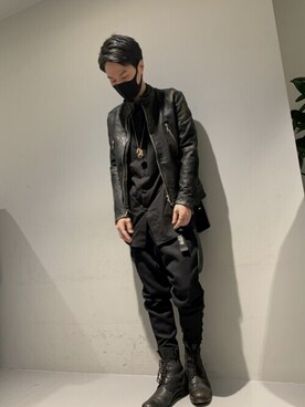 「ISAMU KATAYAMA BACKLASH（イサムカタヤマバックラッシュ）のアイテム（ブーツ）」を使った、akihiro_okadaさん（メンズ・174cm）の冬コーディネート