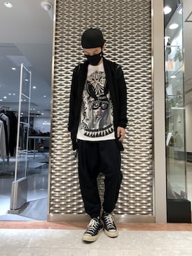 「KMRii（ケムリ）のアイテム（カーディガン/ボレロ）」を使った、akihiro_okadaさん（メンズ・174cm）の冬コーディネート