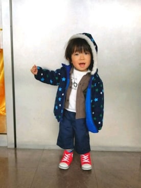 「HOT BISCUITS（ホットビスケッツ）のアイテム（ジャケット/アウター）」を使った、t-jr.さん（キッズ・100cm）の冬コーディネート