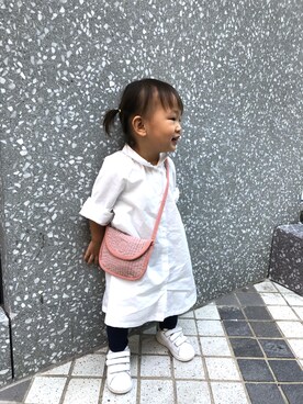 「アイテム（シャツワンピース）」を使った、Yuenziさん（キッズ・80cm）の秋コーディネート