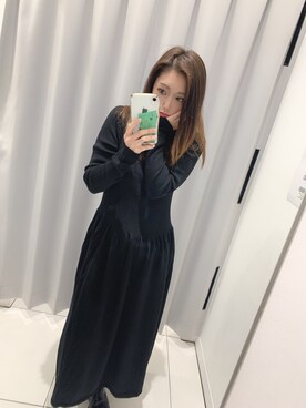 「UNIQLO（ユニクロ）の3Dエクストラファインメリノリブワンピース（長袖・レギュラー丈・103～113.5cm）（ワンピース）」を使った、こまめさん（レディース・155cm）の秋コーディネート