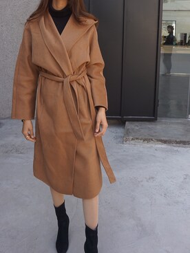 「Max Mara（マックスマーラ）のアイテム（モッズコート）」を使った、Vikoさん（レディース・170cm）の冬コーディネート