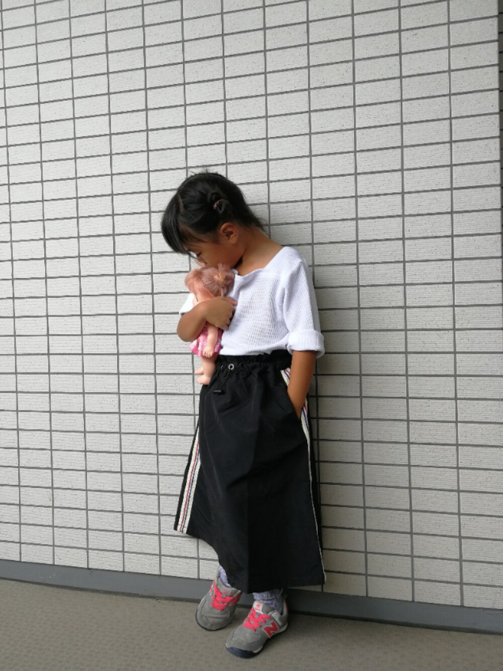 「可愛いメルちゃんのアイテム（おもちゃ、ピンク系）」を使った、mizuki&kiyomiさん（キッズ・110cm）の夏コーディネートの1枚目の写真