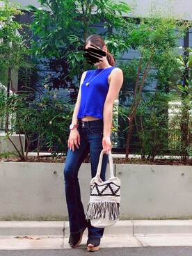 タンクトップを使った 青コーデ のレディース人気ファッションコーディネート Wear