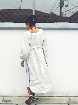 「リネンワンピース」｜NABEさん（レディース・170cm）の冬コーディネート