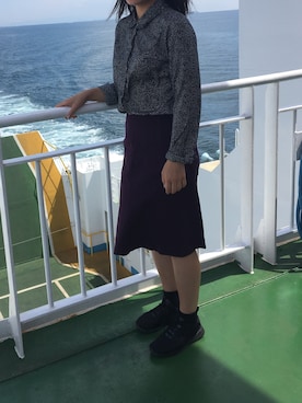 「H&M（エイチ・アンド・エム）のアイテム（襯衫、ブラック系）」を使った、aさん（レディース・157cm）の秋コーディネート