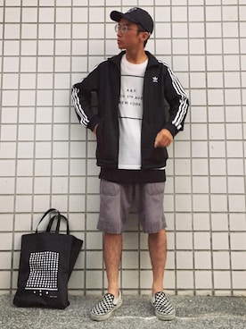 「adidas（アディダス）のアイテム（スタジャン）」を使った、Louisさん（メンズ・165cm）の秋コーディネート