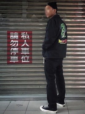 「REMIX（リミックス）のアイテム（スタジャン）」を使った、Louisさん（メンズ・165cm）の春コーディネート