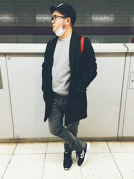 「SEVENDAYS=SUNDAY（セブンデイズサンデイ）のアイテム（スウェット）」を使った、Junさん（メンズ・162cm）の冬コーディネート
