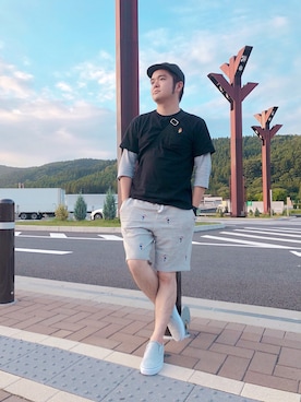 「BACK NUMBER（バックナンバー）のアイテム（キャップ）」を使った、Junさん（メンズ・162cm）の夏コーディネート