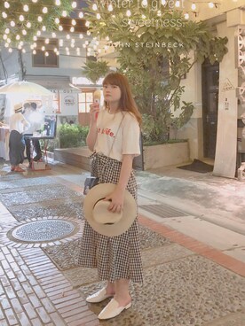 「H&M（エイチ・アンド・エム）のアイテム（ハット）」を使った、Hua. さん（レディース・160cm）の夏コーディネート