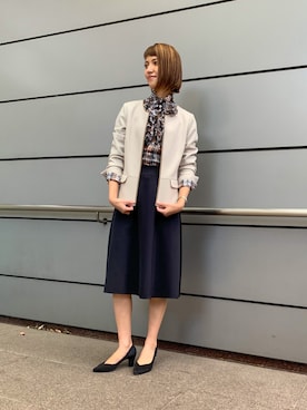 「ナラカミーチェ」｜「アイテム（ノーカラージャケット）」を使った、Hillaryさん（レディース・161cm）の秋コーディネート