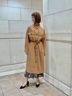 「ナラカミーチェ」｜「アイテム（ノーカラージャケット）」を使った、Hillaryさん（レディース・161cm）の冬コーディネート