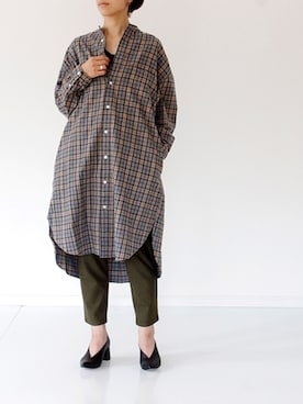 「秋のカフェオレコーデ」｜「アイテム（シャツワンピース）」を使った、francbonnさん（レディース・158cm）の秋コーディネート