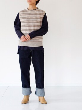 「TICCA（ティッカ）のアイテム（パンツ）」を使った、francbonnさん（レディース・158cm）の冬コーディネート