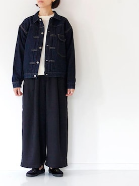 「LENO（リノ）のアイテム（デニムジャケット）」を使った、francbonnさん（レディース・158cm）の秋コーディネート