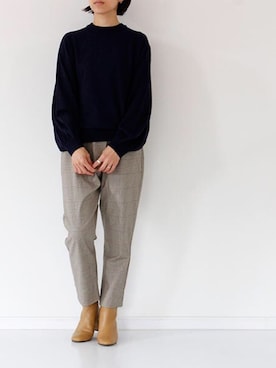 「NOMBRE IMPAIR（ノンブルアンペール）のアイテム（パンツ）」を使った、francbonnさん（レディース・158cm）の秋コーディネート
