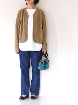 「BRADY」｜「アイテム（ノーカラージャケット）」を使った、francbonnさん（レディース・158cm）の秋コーディネート