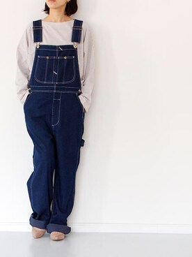 「#今日のコーデ」｜「アイテム（サロペット/オーバーオール）」を使った、francbonnさん（レディース・158cm）の冬コーディネート