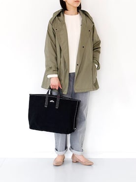 「DANTON（ダントン）のアイテム（ナイロンジャケット）」を使った、francbonnさん（レディース・158cm）の冬コーディネート