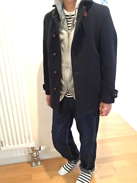 「ショールカラー」｜「アイテム（その他アウター）」を使った、YSさん（メンズ・163cm）の冬コーディネート