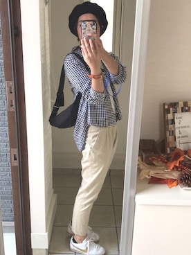 「Honeys（ハニーズ）のアイテム（ボディバッグ/ウエストポーチ）」を使った、nrkさん（レディース・158cm）の秋コーディネート