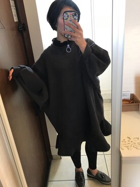 「スウェットワンピース」｜「アイテム（ローファー）」を使った、nrkさん（レディース・158cm）の秋コーディネート