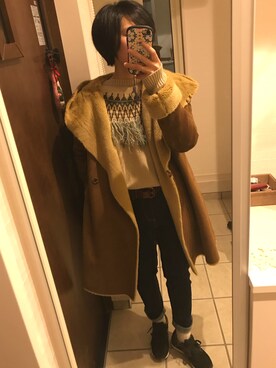 「URBAN RESEARCH ROSSO WOMEN（アーバンリサーチ　ロッソ）のアイテム（ムートンコート）」を使った、nrkさん（レディース・158cm）の冬コーディネート