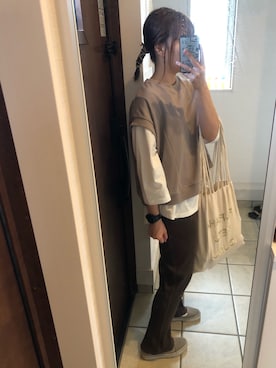 「リブニットパンツ」｜nrkさん（レディース・158cm）の秋コーディネート