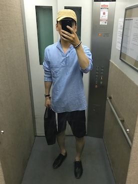 「AZUL by moussy（アズールバイマウジー）のアイテム（バッグ）」を使った、ごんピクシーさん（メンズ・172cm）の夏コーディネート