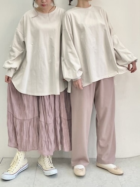 「くすみカラー」｜SLURR(スラー)OFFICIALさん（レディース・154cm）の春コーディネート