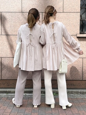 「SLURR（スラ―）のアイテム」を使った、SLURR(スラー)OFFICIALさん（レディース・155cm）の春コーディネート