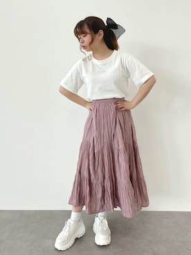 「SLURR（スラ―）のアイテム」を使った、SLURR(スラー)OFFICIALさん（レディース・153cm）の春コーディネート