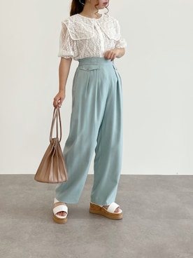 「SLURR（スラ―）のアイテム」を使った、SLURR(スラー)OFFICIALさん（レディース・153cm）の夏コーディネート