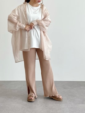 「SLURR（スラ―）のアイテム」を使った、SLURR(スラー)OFFICIALさん（レディース・153cm）の夏コーディネート