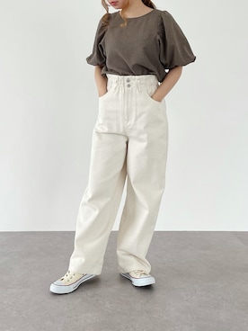 「SLURR（スラ―）のアイテム」を使った、SLURR(スラー)OFFICIALさん（レディース・153cm）の夏コーディネート