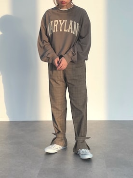 「SLURR（スラ―）のアイテム（スウェット）」を使った、SLURR(スラー)OFFICIALさん（レディース・153cm）の夏コーディネート