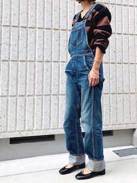 「Johnbull（ジョンブル）のアイテム（オールインワン・サロペット）」を使った、san🦔さん（レディース・158cm）の秋コーディネート