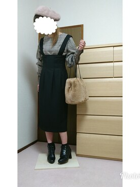 「NANO universe（ナノユニバース）のアイテム（ジャンパースカート）」を使った、りりぃさん（レディース・168cm）の冬コーディネート
