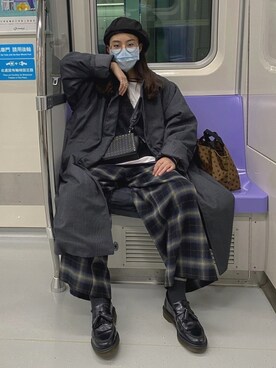 「MichaelKors」｜「アイテム（ハンチング/ベレー帽）」を使った、echoalcoholさん（レディース・168cm）の冬コーディネート