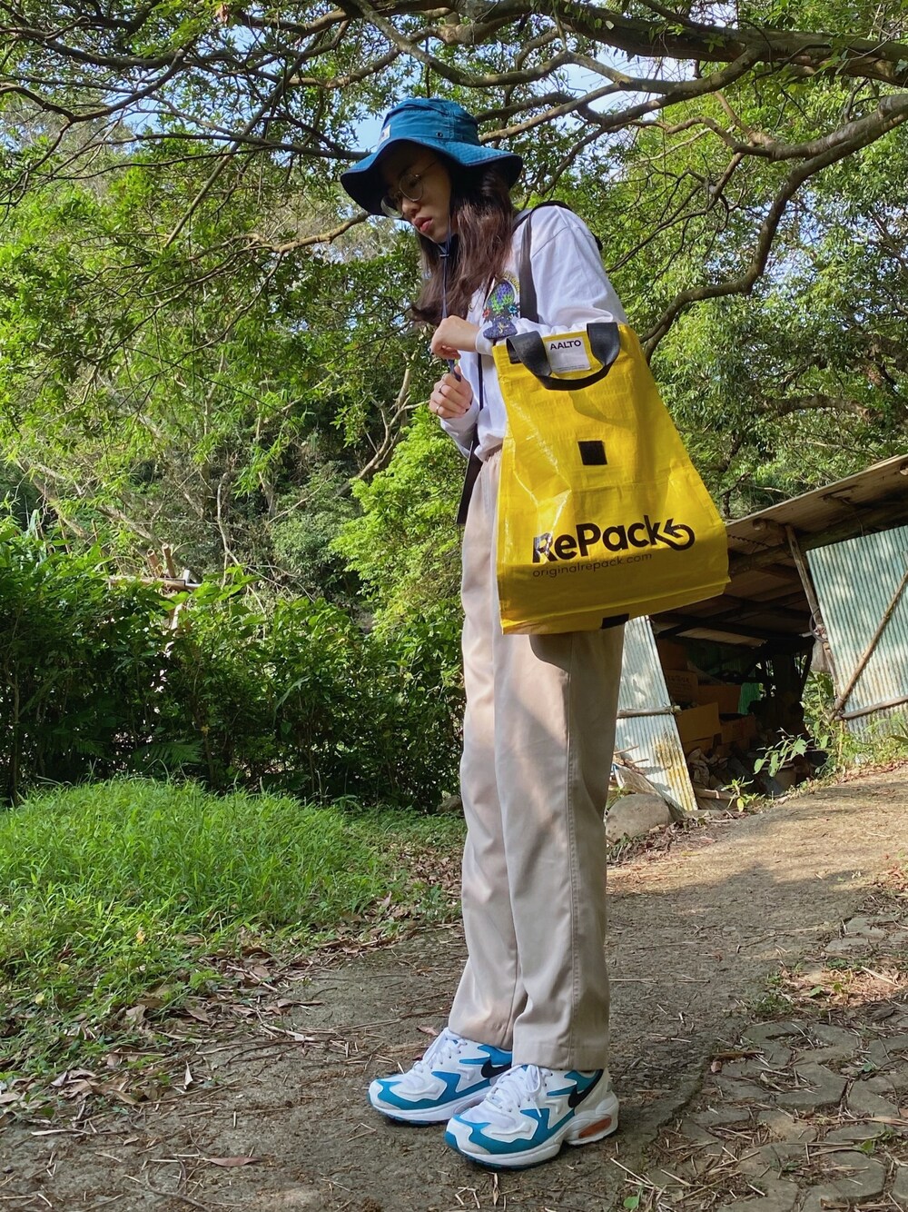 「ootd、outfit、outfitoftheday、山登りスタイル、今日のコーデ、THE NORTH FACE、OBEY、nike、AALTO、wiwt」｜「THE NORTH FACEのアイテム（帽子、ブルー系）」を使った、echoalcoholさん（レディース・168cm）の春コーディネートの1枚目の写真