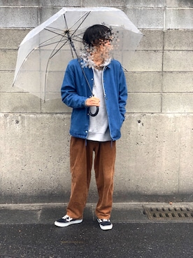 「アイテム（長傘、シルバー系）」を使った、🍑ムー🍑さん（メンズ・173cm）の冬コーディネート