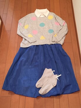 キャラメルさんの「ソフトグログランギャザーフレアスカート」を使ったコーディネート