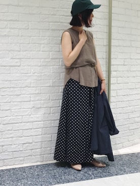 「DouDou（ドゥドゥ）のアイテム（キャップ）」を使った、sakuraさん（レディース・165cm）の夏コーディネート