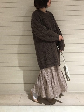 「ブラウンニット」｜「アイテム（パンプス）」を使った、sakuraさん（レディース・165cm）の冬コーディネート