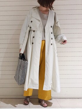 「イエローコーデ」｜「アイテム（トレンチコート）」を使った、sakuraさん（レディース・165cm）の春コーディネート