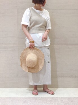 「ワンショルダー」｜「アイテム（ビーチサンダル）」を使った、sakuraさん（レディース・165cm）の夏コーディネート