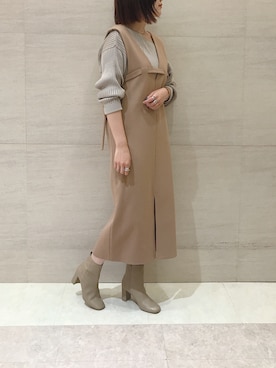 「リブニット」｜「アイテム（ブーティ）」を使った、sakuraさん（レディース・165cm）の夏コーディネート