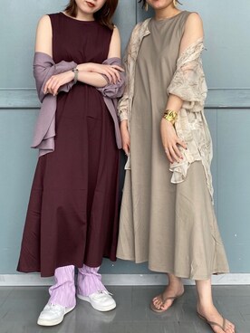 ジャケット アウター パープル系 を使った ロングワンピース のコーディネート一覧 Wear